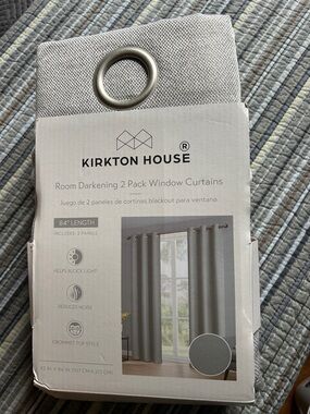 Kirkton House Gray Room Darkening Grommet Curtains - 2 Pack (1 pair or curtains)